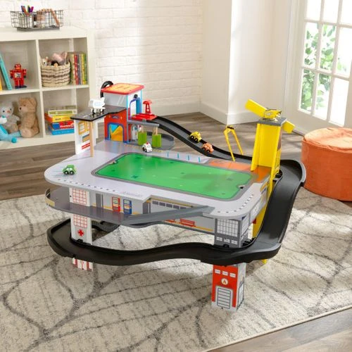 KidKraft Freeway Frenzy Raceway Set And Table With EZ Kraft Assembly - Image 4