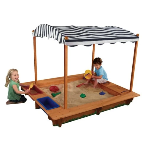 KidKraft Outdoor Sandbox Playset With Canopy Navy And White - Image 7