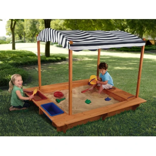 KidKraft Outdoor Sandbox Playset With Canopy Navy And White - Image 6