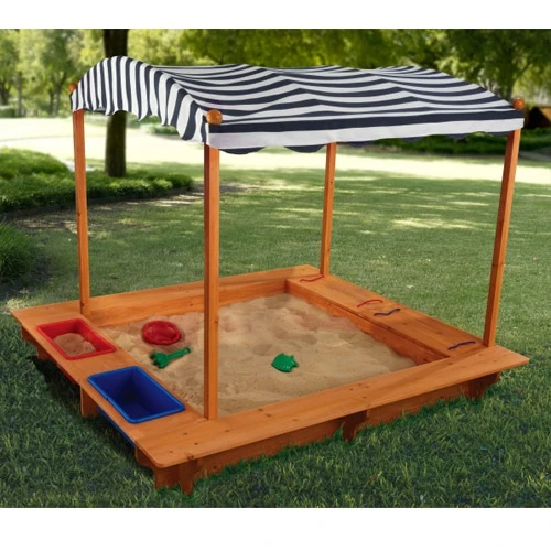 KidKraft Outdoor Sandbox Playset With Canopy Navy And White - Image 5