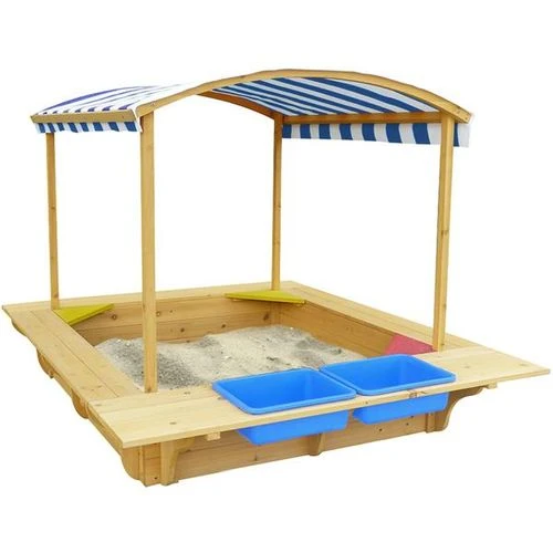 Lifespan Kids Playfort Sandpit With Wooden Cover – Blue Canopy - Image 2