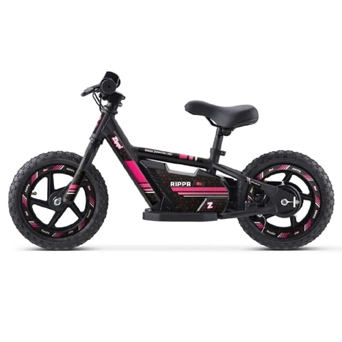 Zippi Electric Zippi Rippa 12 Inch Kids Electric Balance Bike Black With Pink Sticker Set